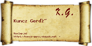 Kuncz Gerő névjegykártya